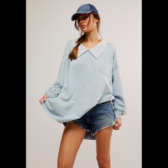 FREE PEOPLE Madeleine Sweatshirt / Winter Sky Combo - Picture 1 of 3
